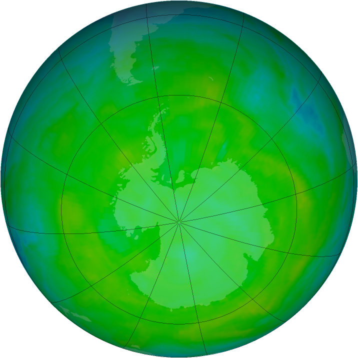 Antarctic ozone map for 08 December 2000